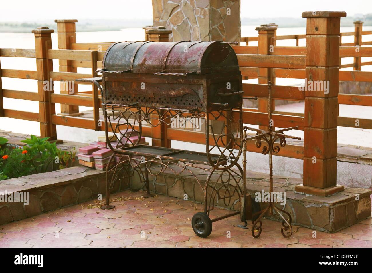 Large barbecue grill outdoor Stock Photo Alamy
