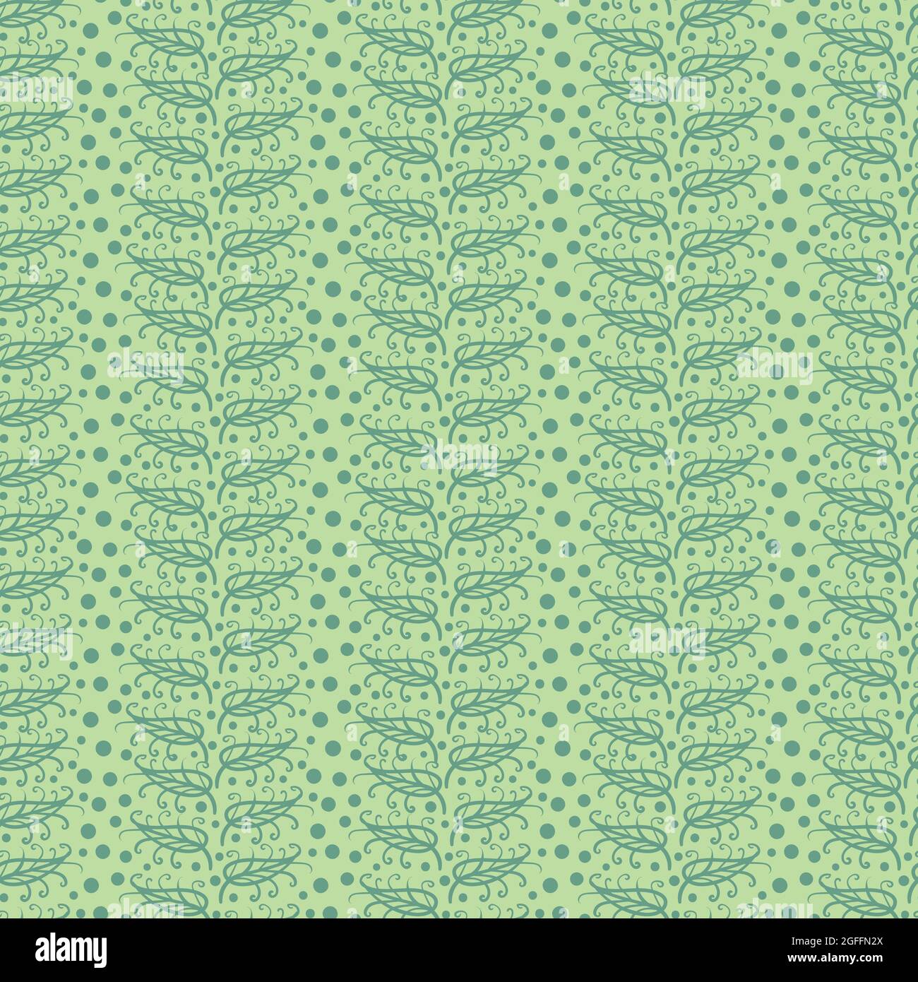 green leaves and seeds seamless vector pattern Stock Vector