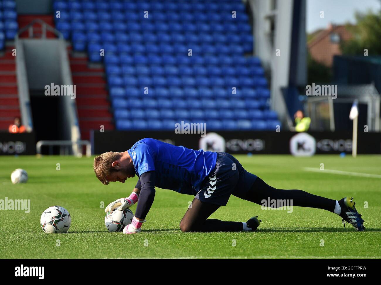 OLDHAM, UK. AUGUST 24TH Oldham Athletic's Laurie Walker during the Carabao Cup match between Oldham Athletic and Accrington Stanley at Boundary Park, Oldham on Tuesday 24th August 2021. (Credit: Eddie Garvey | MI News) Stock Photo