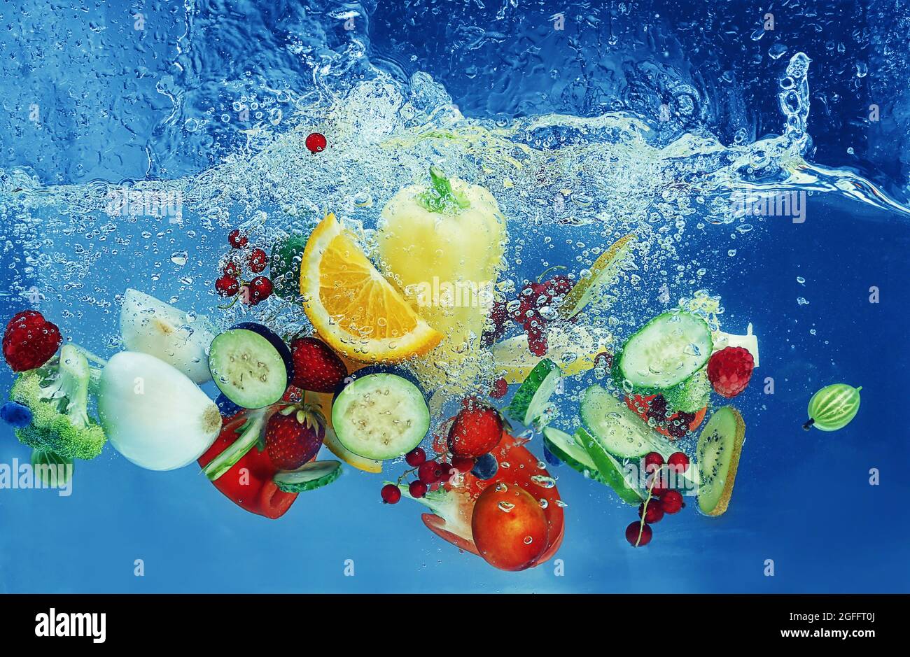 fresh fruits in water