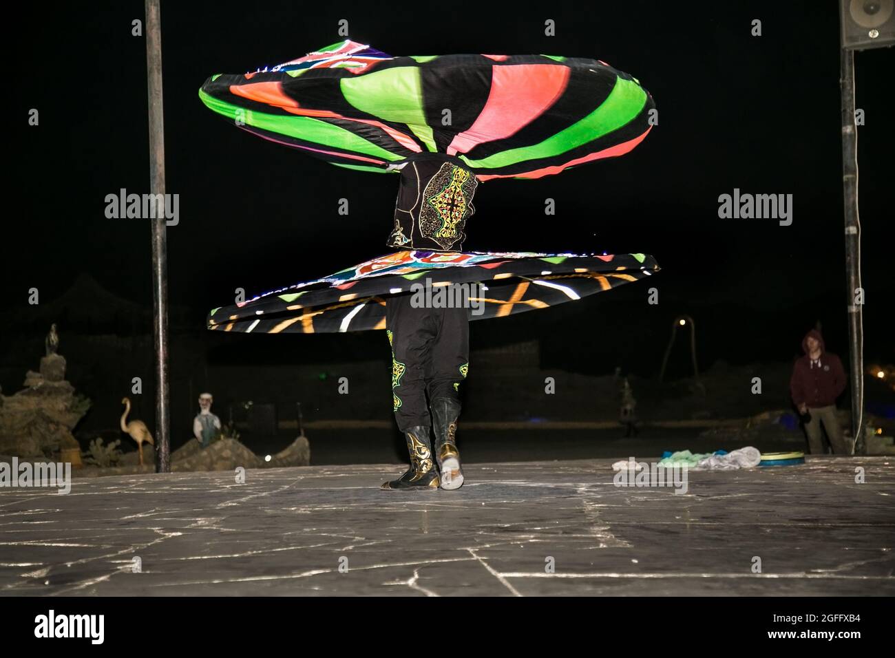 Hurghada, Egypt Feb 4 , 2020 Egyptian man performing tanoura folk