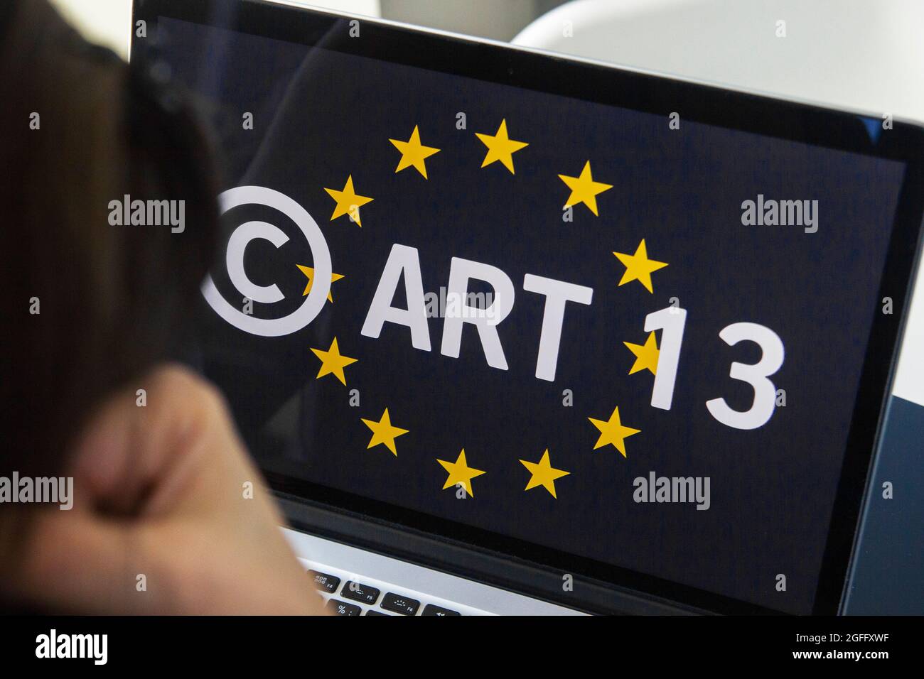 Concept: EU Directive on Copyright in the Digital Single Market or CDSM. Art. 13 is known as meme ban Stock Photo