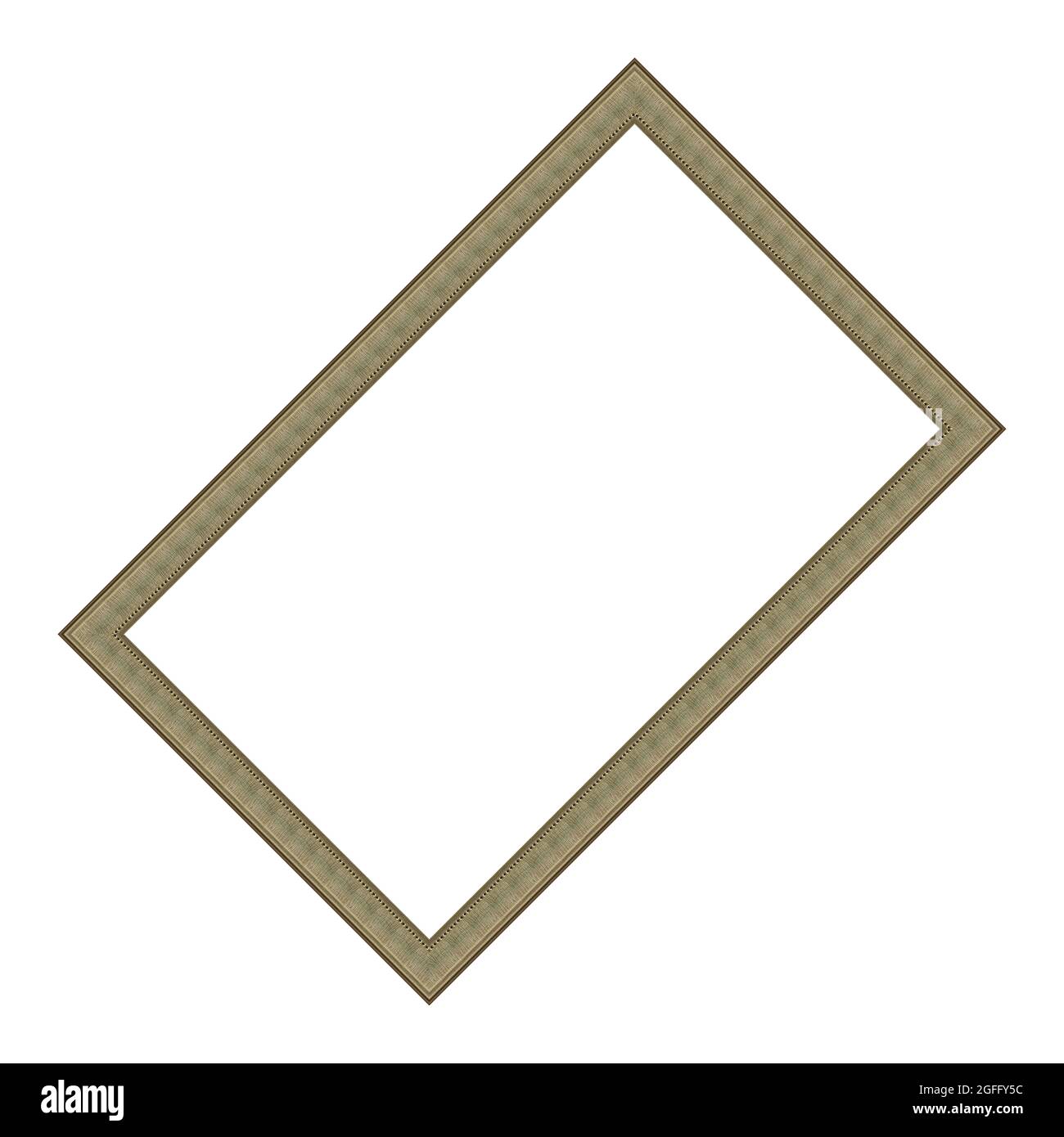 Rectangular empty wooden and silver gilded frame isolated on white background Stock Photo