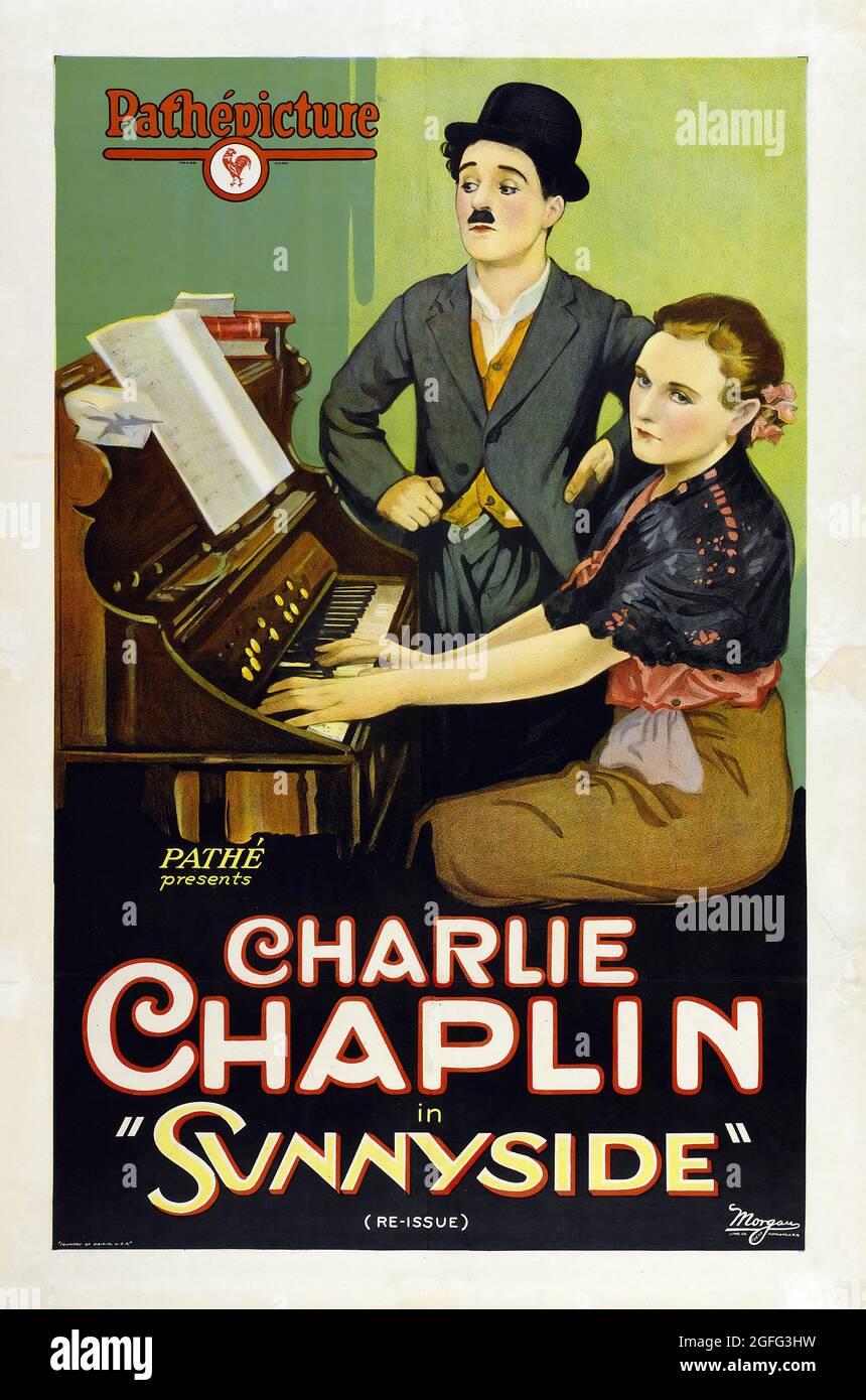 Movie poster: Charlie Chaplin in Sunnyside (Comedy / Silent movie / First National, 1919). Stock Photo