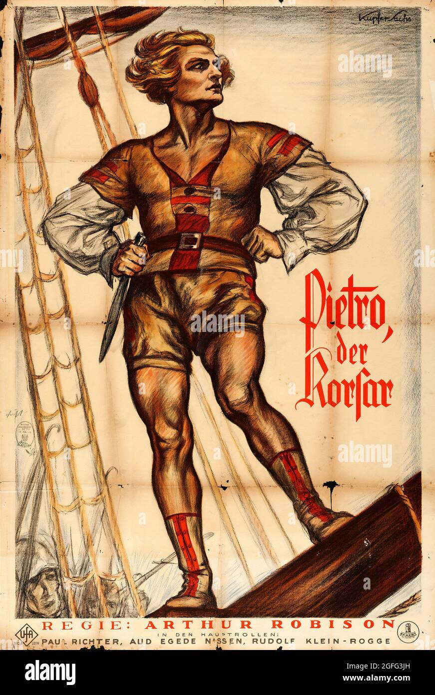 Pietro der Korsar – The Love Pirate (UFA, 1925). German Movie Poster. Julius Kupfer-Sachs Artwork. Stock Photo