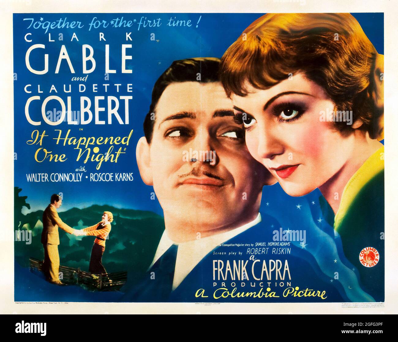 Movie poster: It Happened One Night (1934): Directed by Frank Capra. With  Clark Gable, Claudette Colbert, Walter Connolly, Roscoe Karns Stock Photo -  Alamy