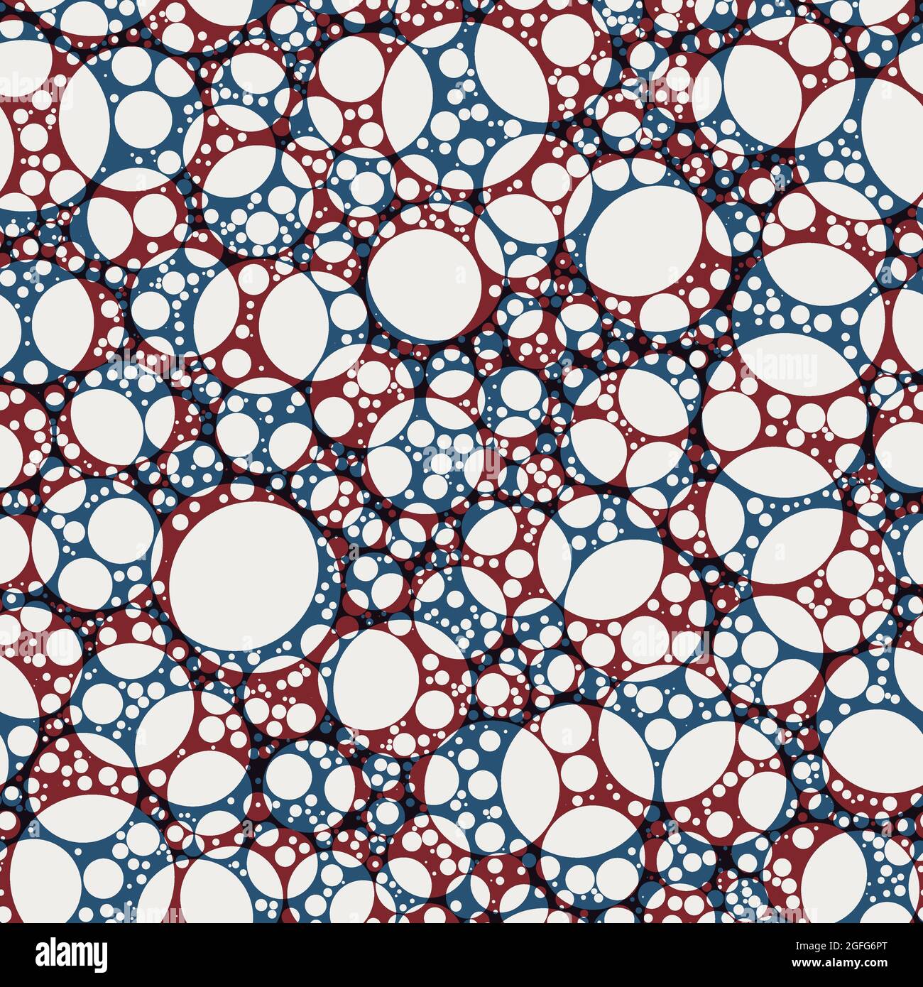 Seamless red and blue overlay circles and shapes pattern for surface