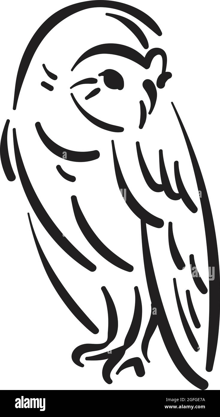 Cute owl on white background. Sticker. Vector... - Stock Illustration  [93306966] - PIXTA