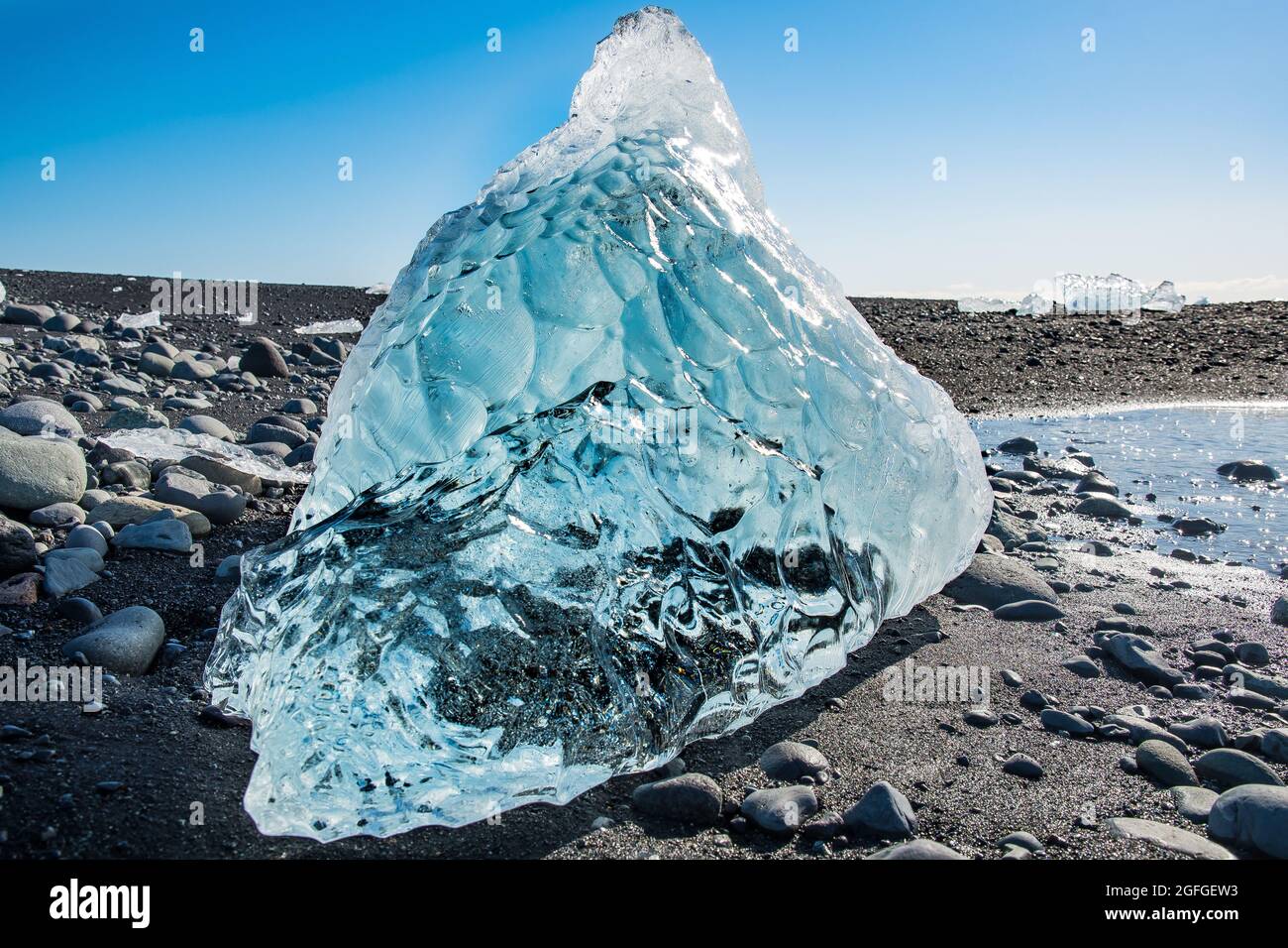 Iceberg at the coast of Eystri Fellsfjara, often refereed to as Diamond  Beach by tourists, in south Iceland Stock Photo - Alamy