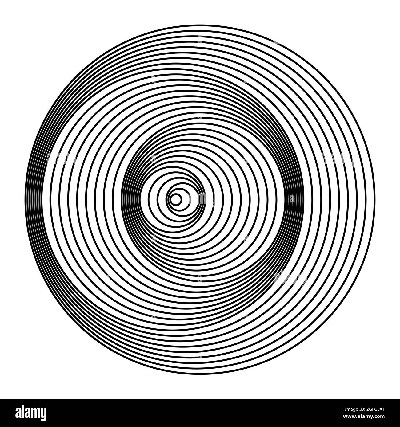 Abstract black concentric circles. Vector illustration. Design element for technology round logo, striped border frame, tattoo, prints Stock Vector