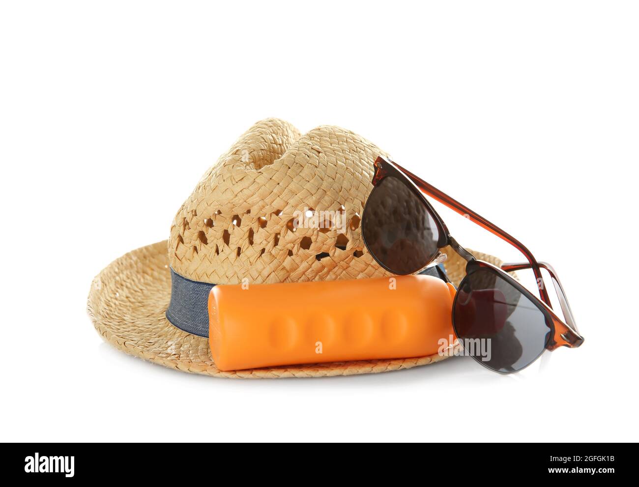 Sun protection accessories, isolated on white Stock Photo Alamy