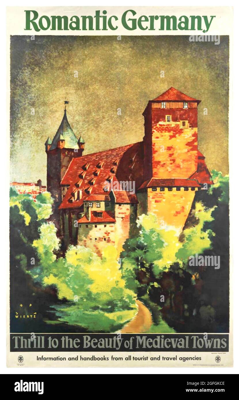 Click On Vintage German travel poster - Romantic Germany, 1920s Stock Photo