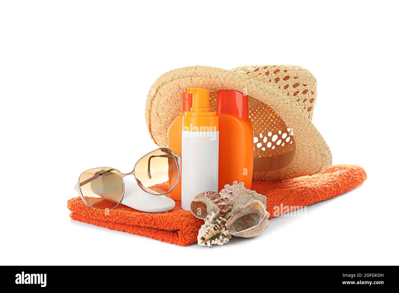 Sun protection accessories, isolated on white Stock Photo Alamy