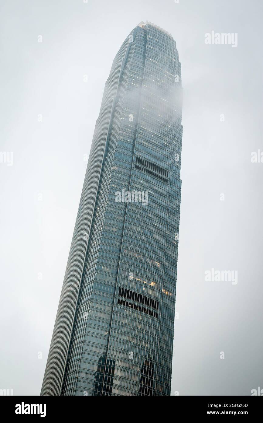 2ifc, Hong Kong Island's tallest building, in mist, during daylight ...