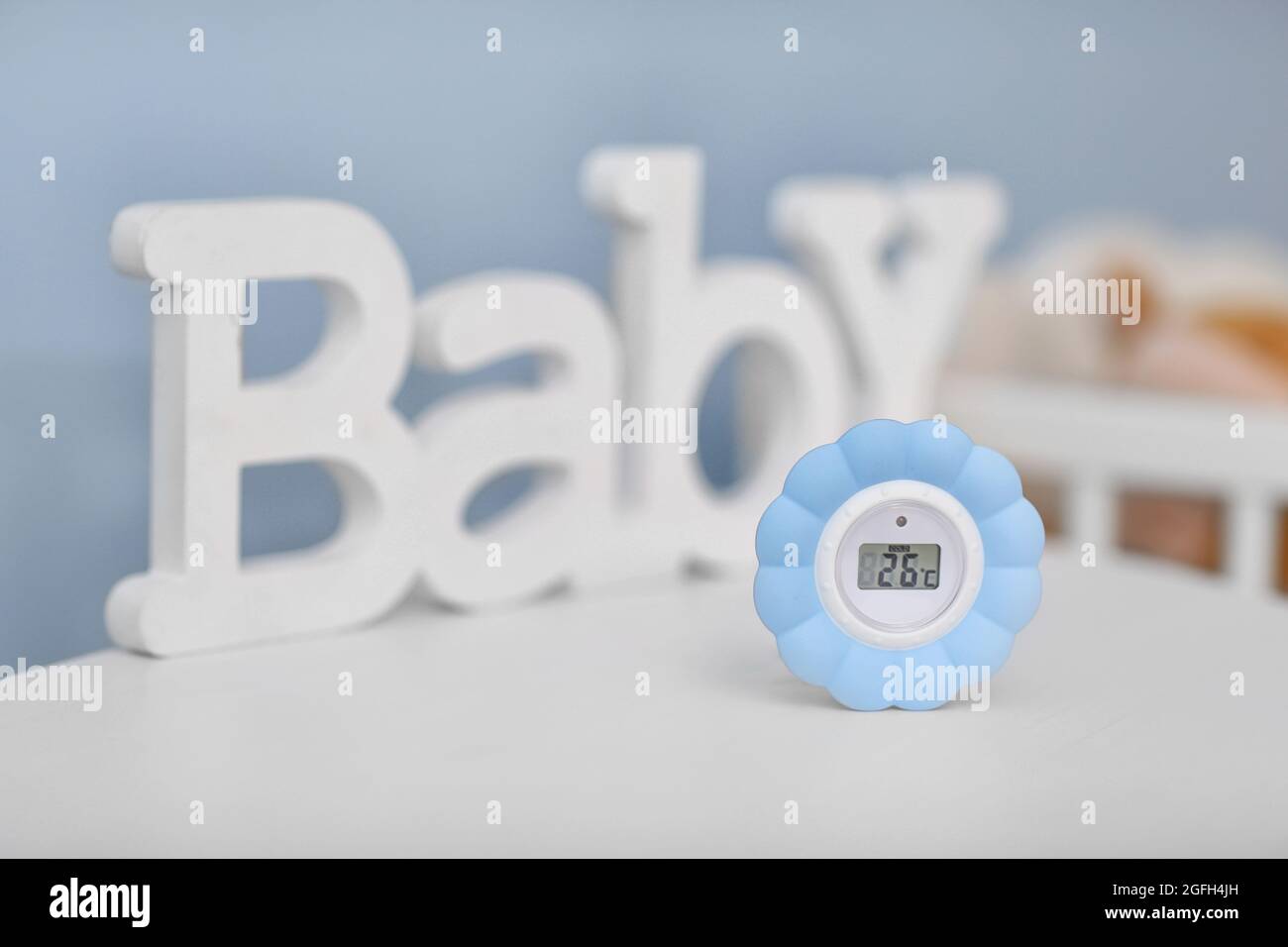 Digital temperature and humidity control in baby room Stock Photo Alamy