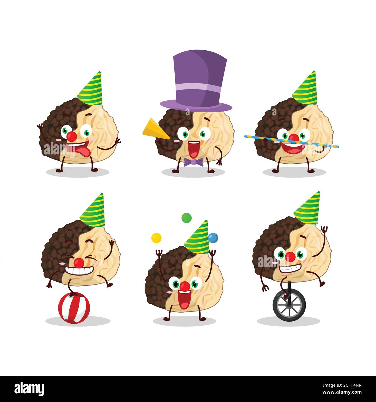 Cartoon character of truffle with various circus shows. Vector
