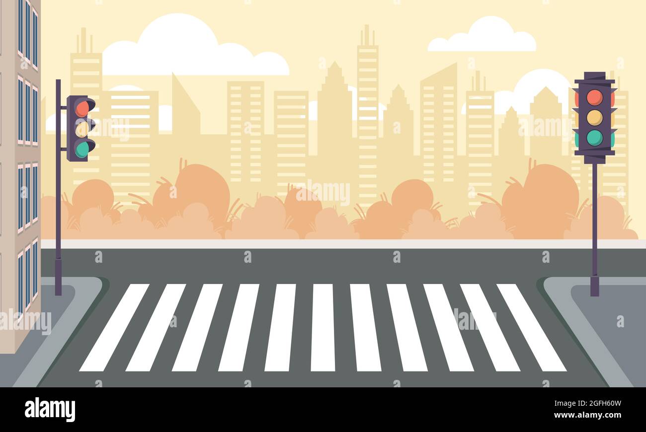 scene of crosswalk and traffic lights Stock Vector Image & Art - Alamy