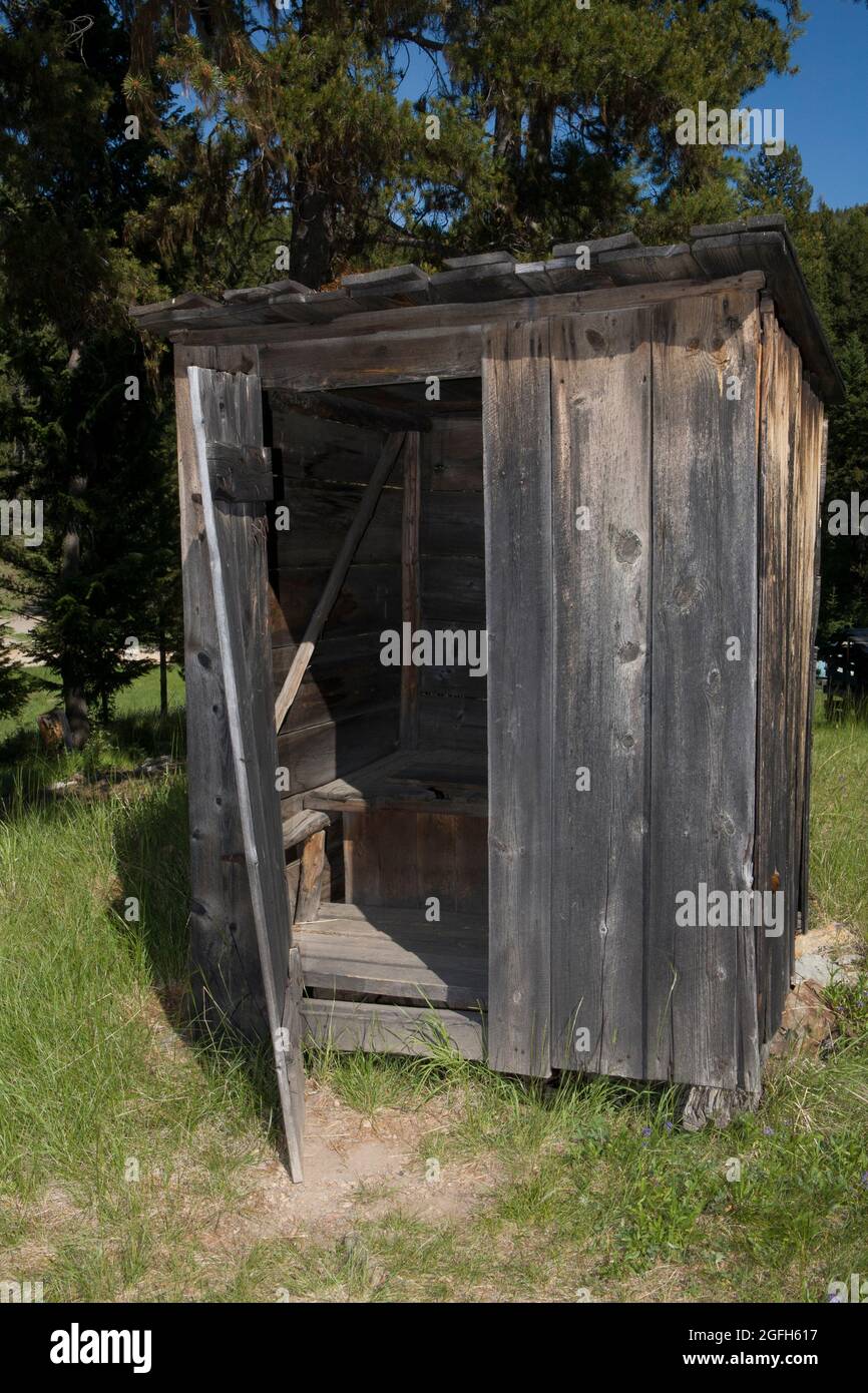 Miner's outhouse, Garnet, MT. Stock Photo