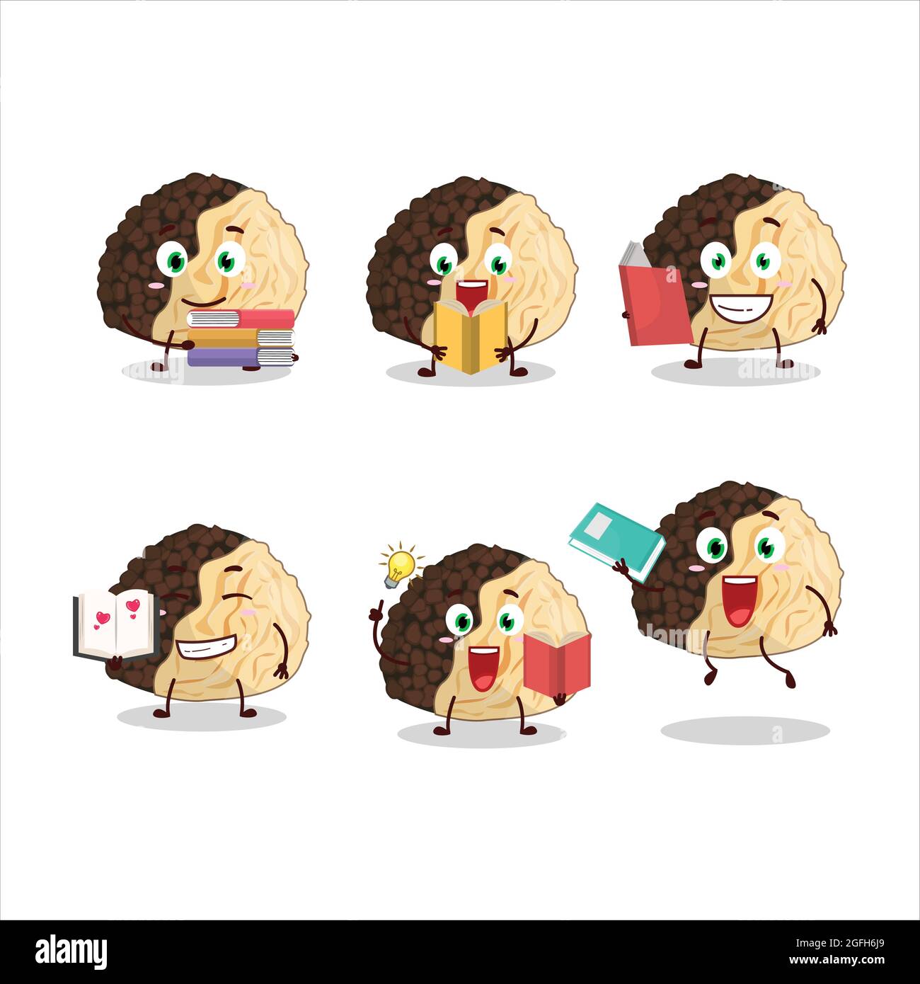 A picture of truffle cartoon character concept reading an amusing book