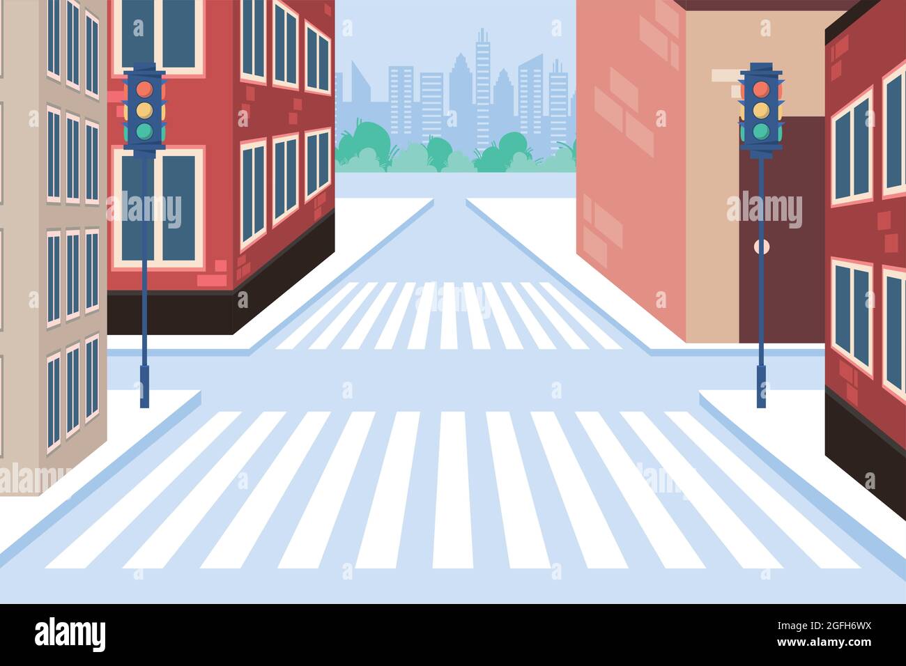buildings with crosswalk and traffic lights Stock Vector Image & Art ...