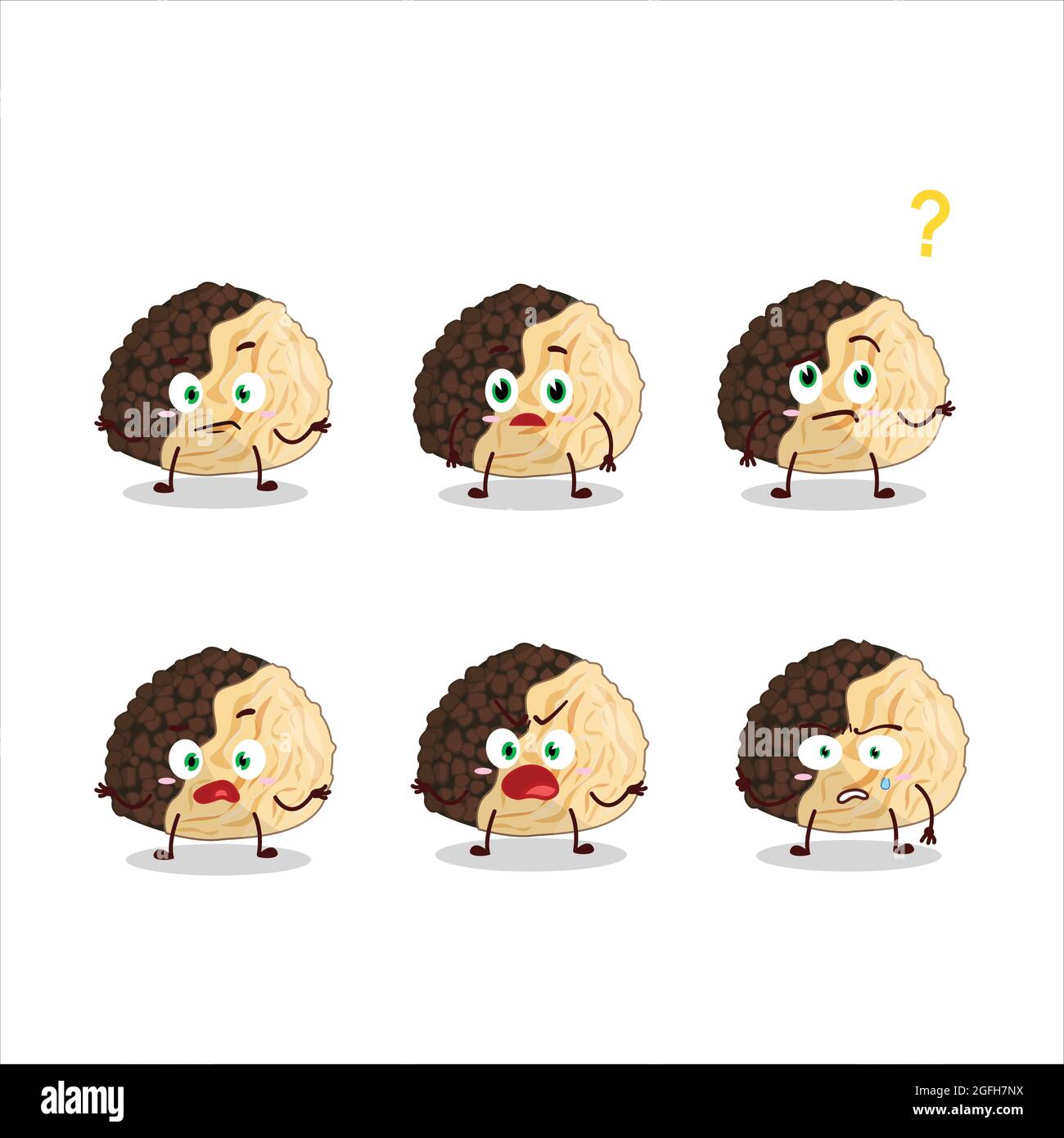 Cartoon character of truffle with what expression. Vector illustration