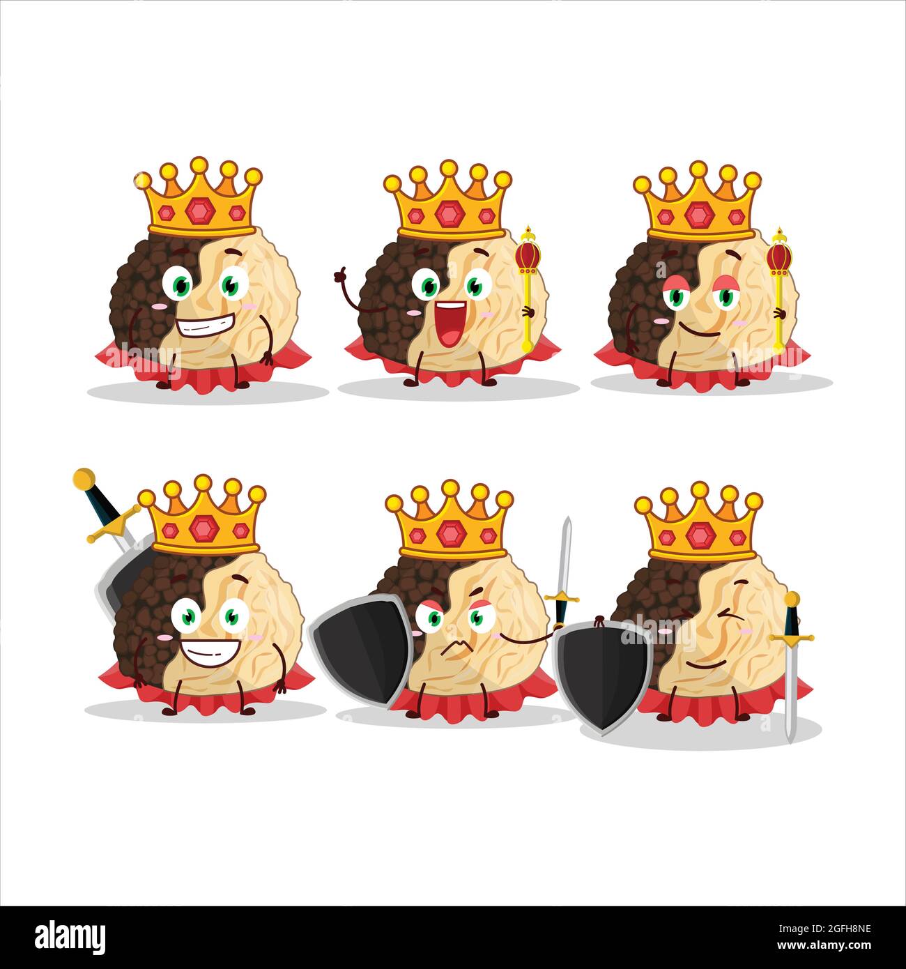 A Charismatic King truffle cartoon character wearing a gold crown