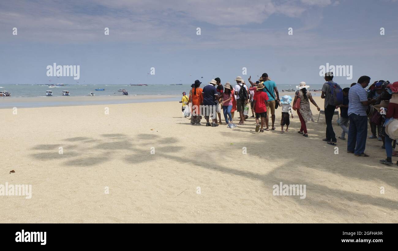 Traveler Tourist Group on Pattaya Beach before the Pandemic Lockdown Stock Photo