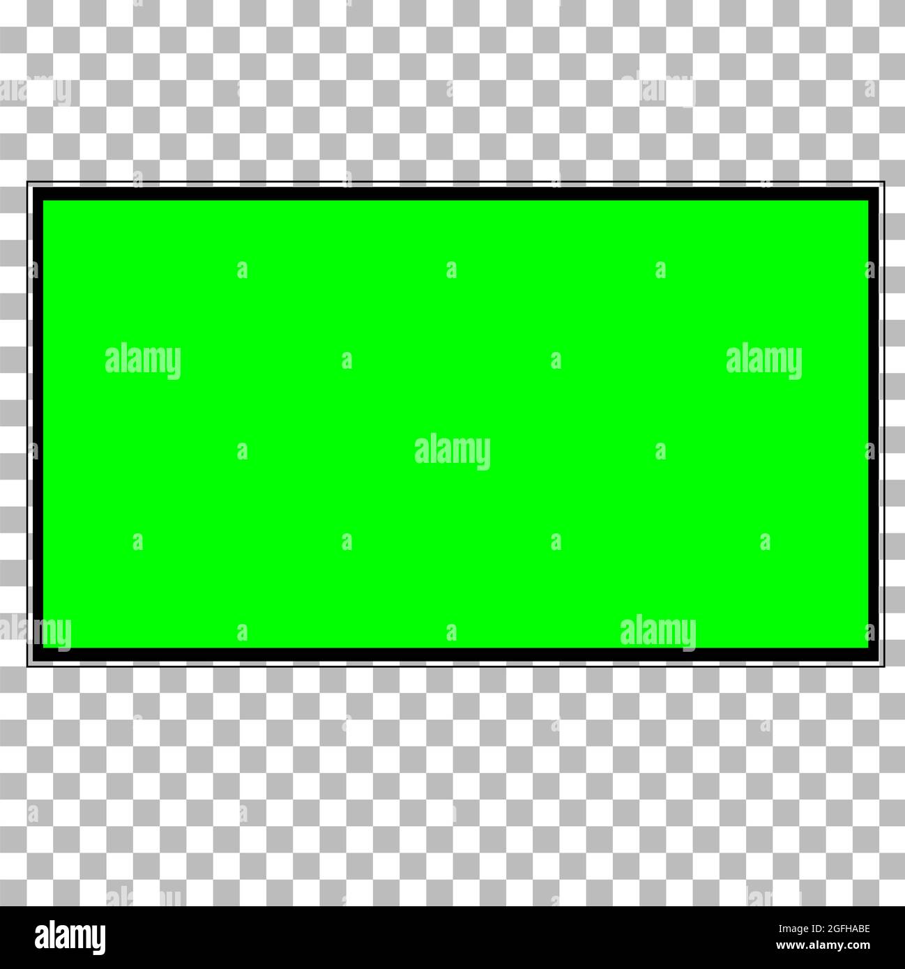 Panel with green screen on transparent background. Realistic TV LCD