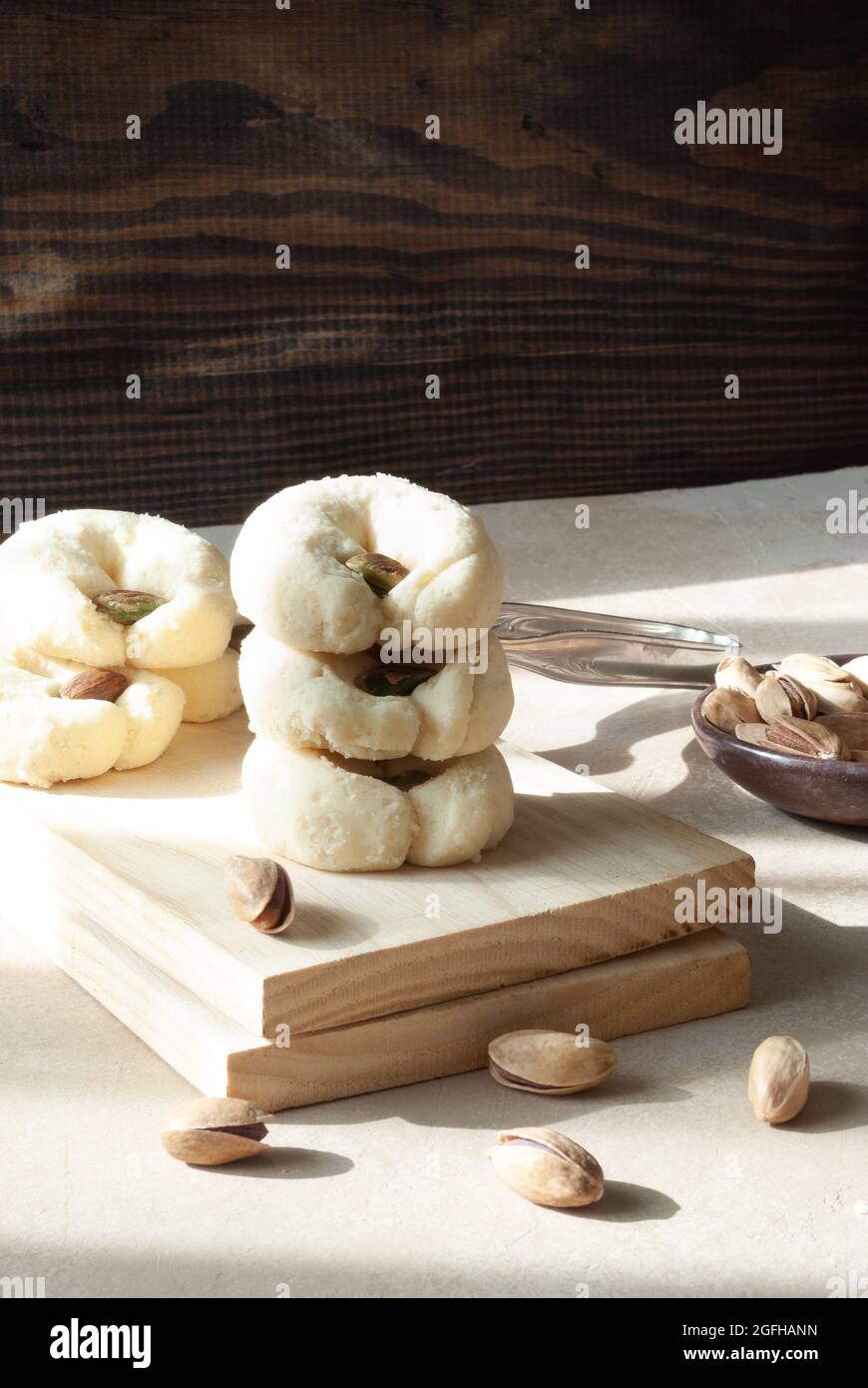 Cookies made from almond flour with pistachios Stock Photo Alamy