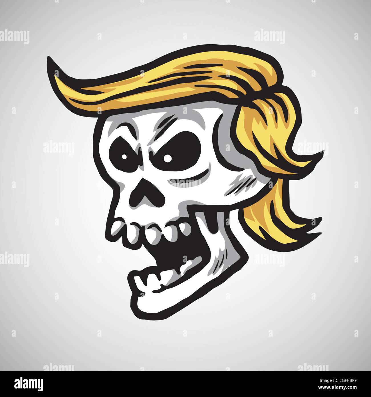 Donald Trump Skull Cartoon Vector Illustration. November 19, 2017 Stock Vector