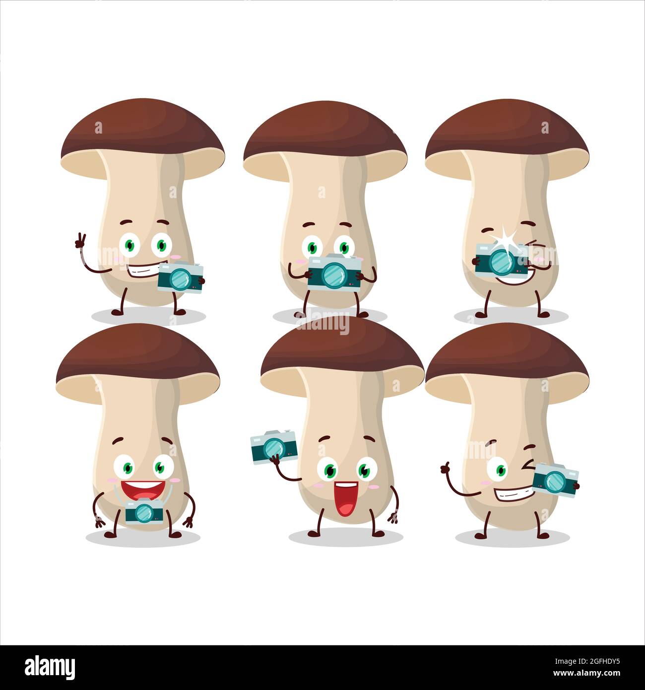 Photographer profession emoticon with porcini cartoon character. Vector ...