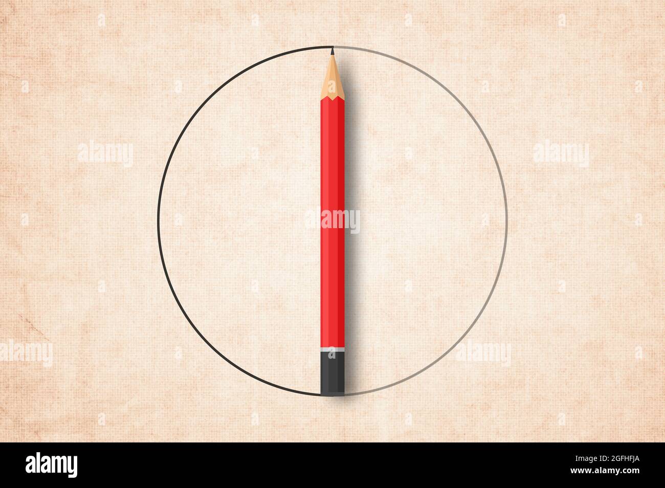 Pencil Drawing A Circle On Vintage Paper Background Concept Stock Photo Alamy