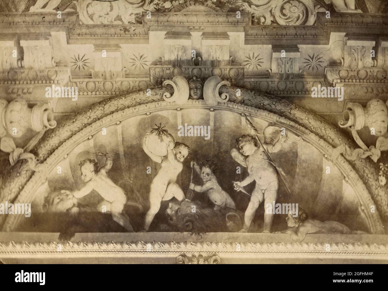 Fresco portraying angels, Italy 1880s Stock Photo