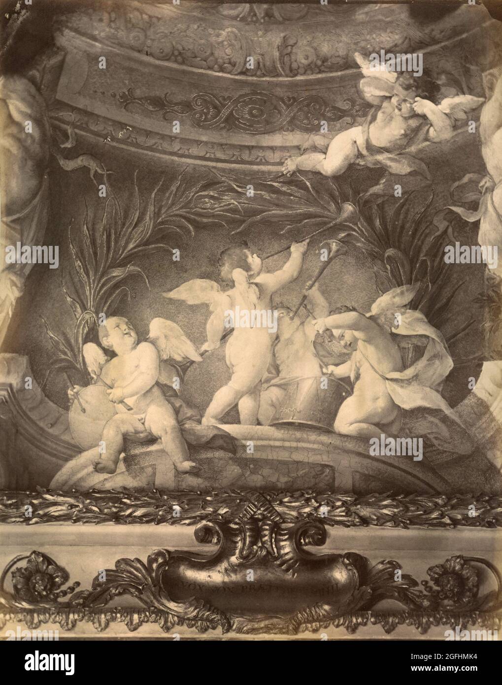Fresco portraying angels, Italy 1880s Stock Photo
