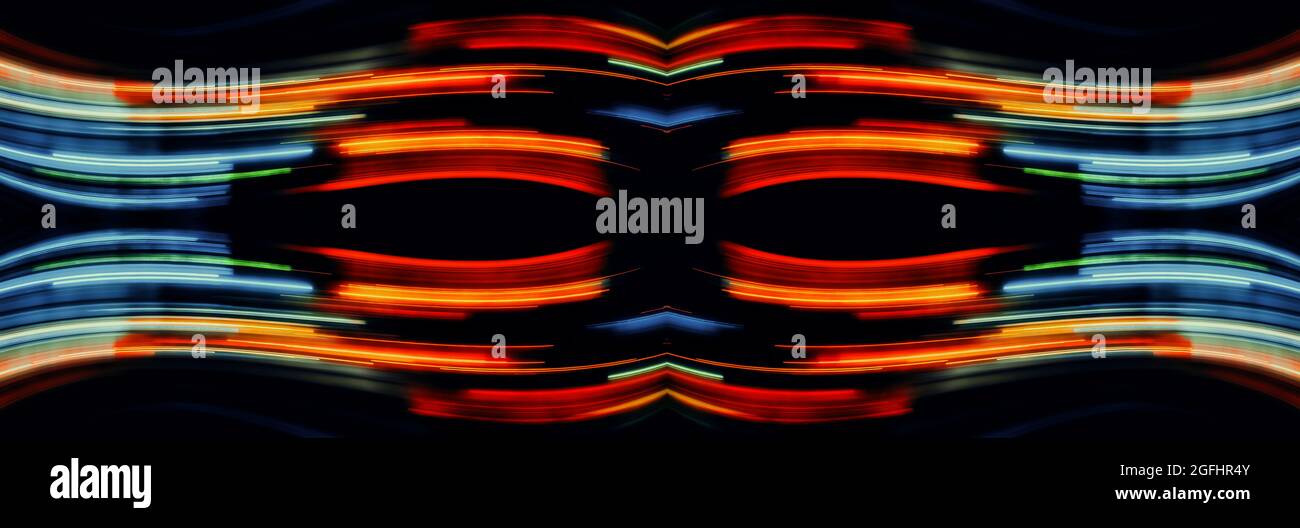 Abstract Rainbow waves light trails on the dark background Stock Photo ...