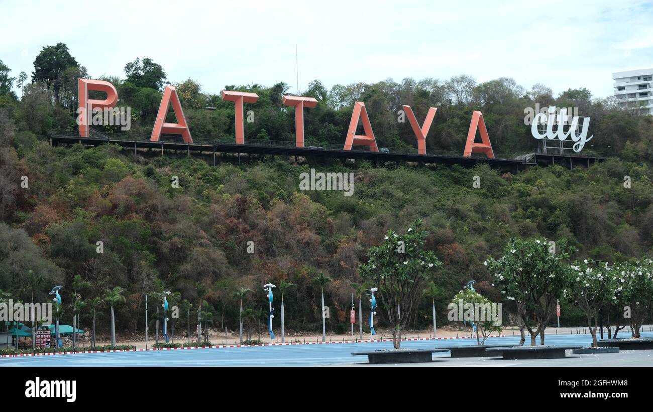 Pattaya City Billboard Sign Bali Hai Pier South Pattaya Thailand Stock Photo