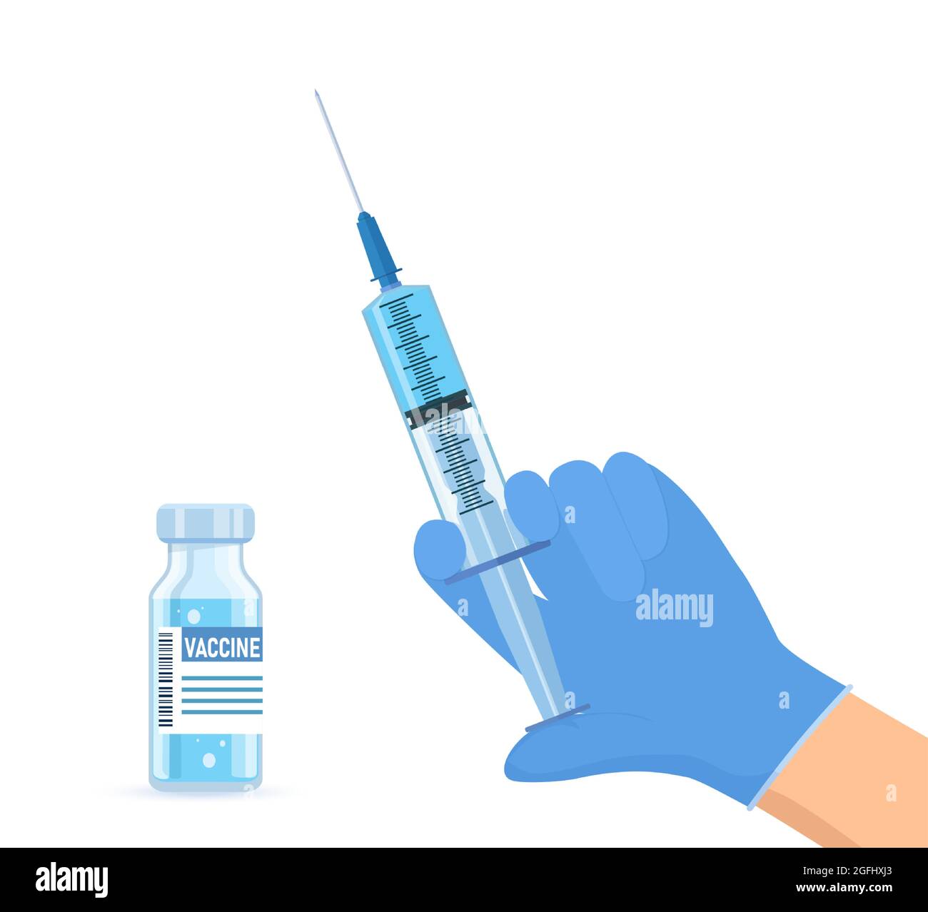Ampoule and syringe with medicament. Stock Vector