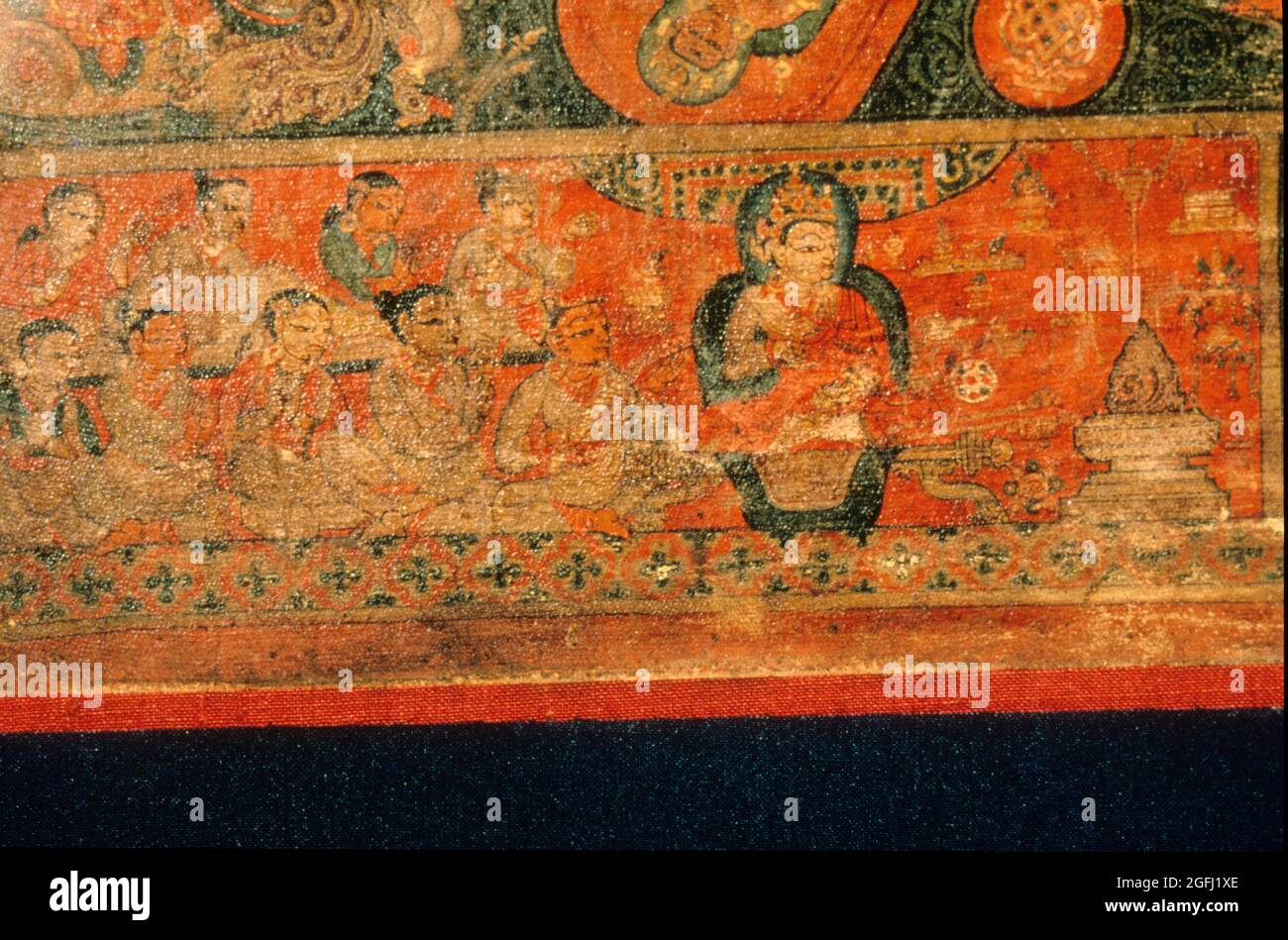 Nepal: Chandra Mandala circa.1425 A.D. Vajracharya. On Cotton. Stock Photo