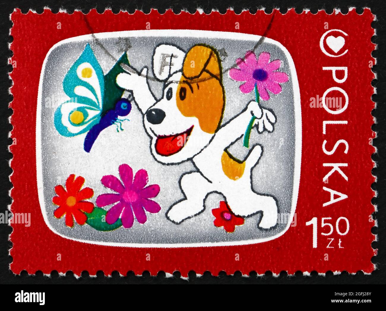 POLAND CIRCA 1975 a stamp printed in Poland shows Reksio, the Dog