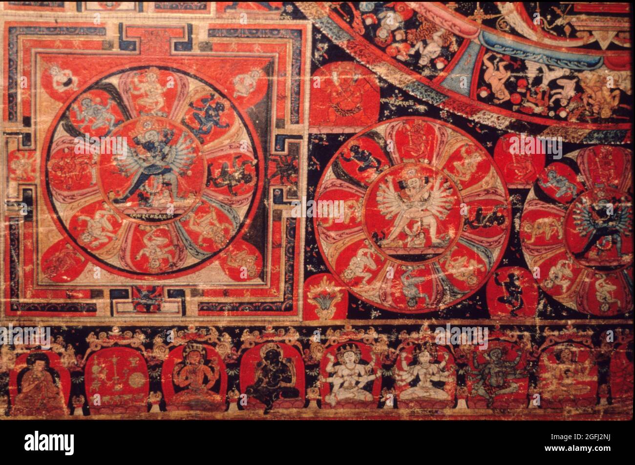Tibet: Central Tibet 14th. Century A.D.Sakyapa Monastery Hevajra Mandala Cycle Bottom Left Mandalas Stock Photo