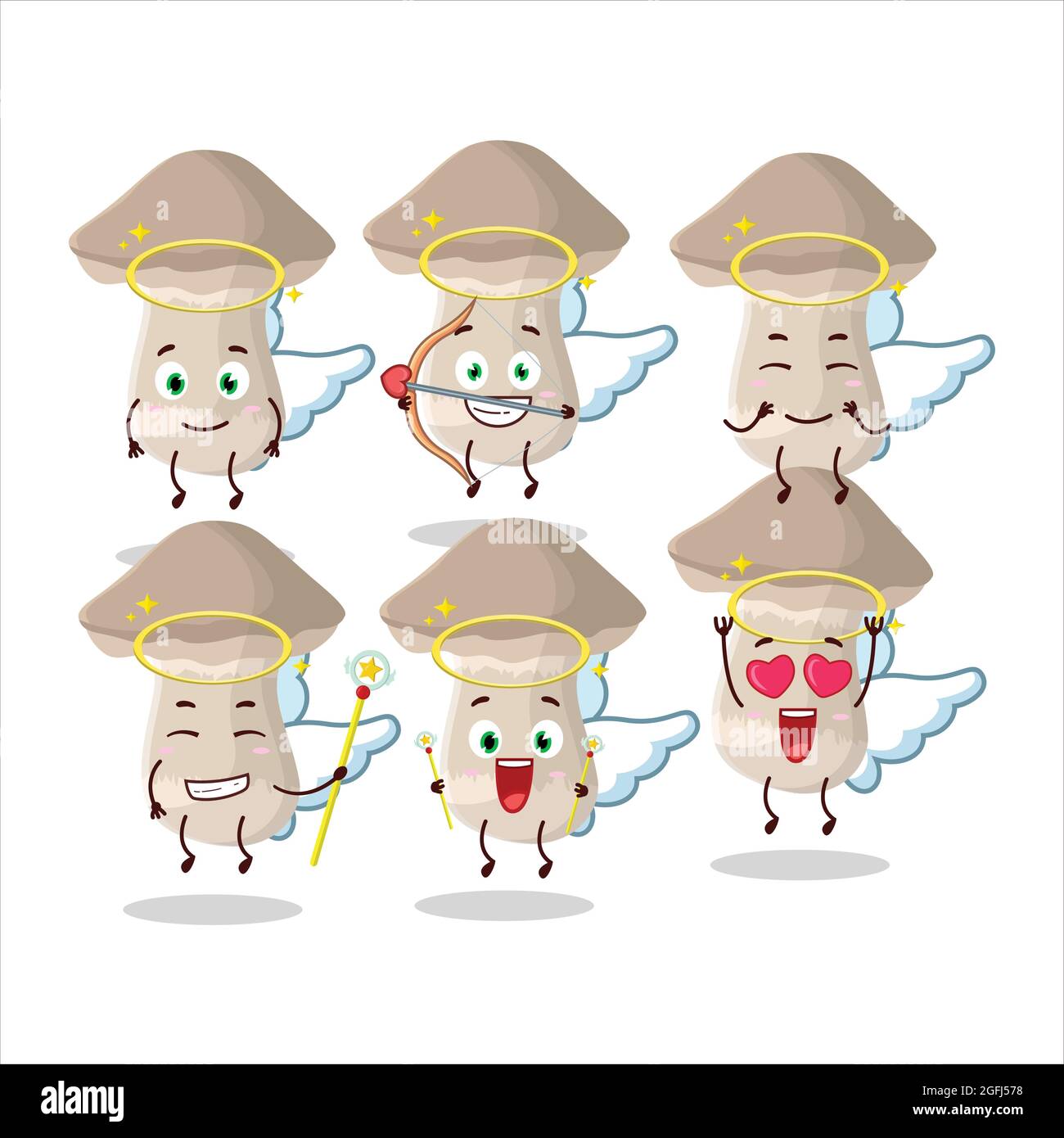 Toadstool cartoon designs as a cute angel character. Vector illustration Stock Vector