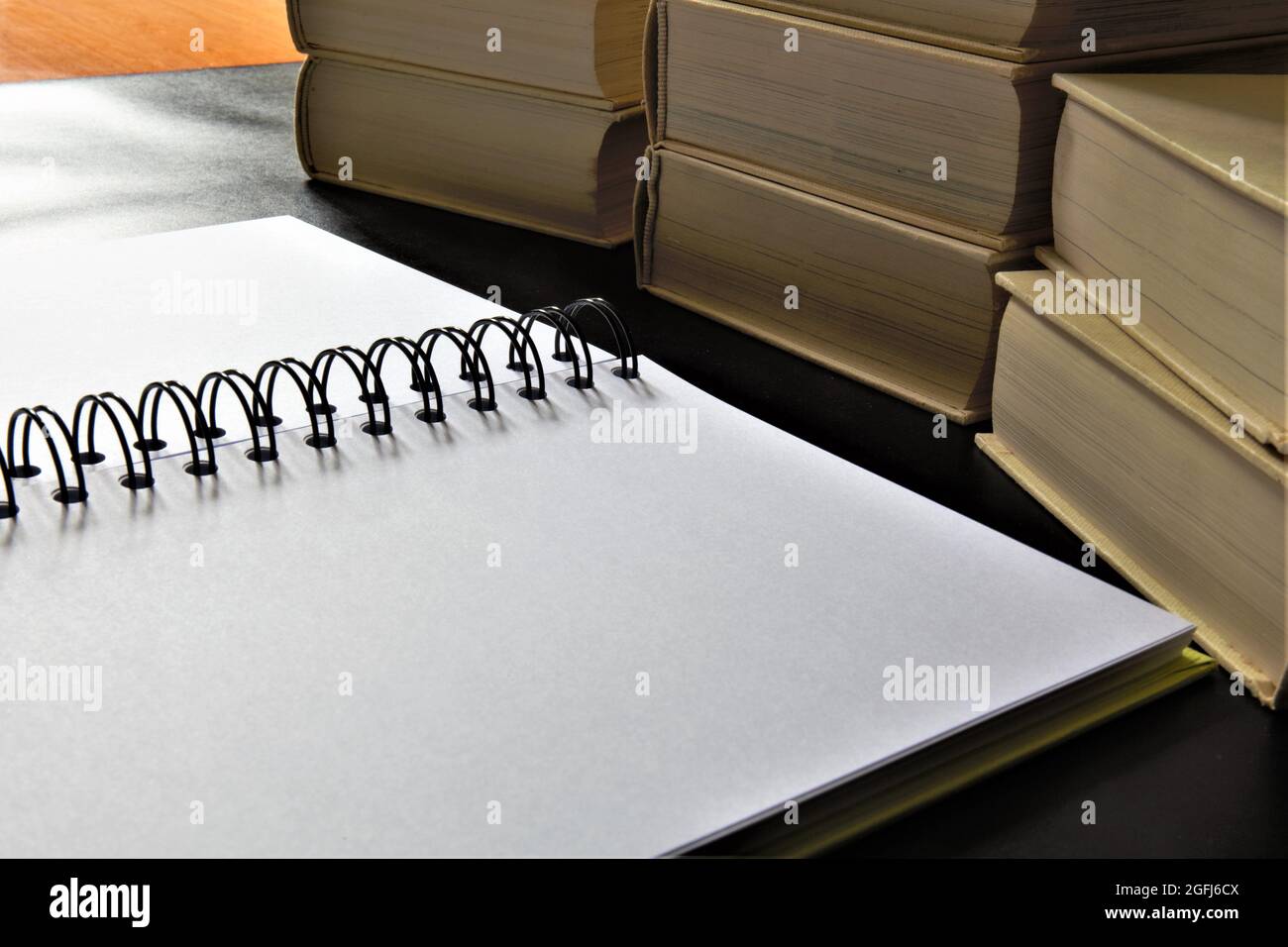 writing on a notebook Stock Photo