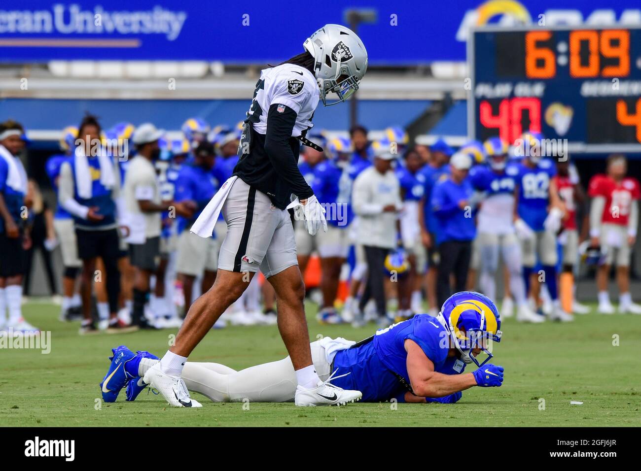 INGLEWOOD, CA - DECEMBER 08: Oakland Raiders safety Tre'von Moehrig (25)  celebrates during the NFL game between the Oakland Raiders and the Los  Angeles Rams on December 8, 2022, at SoFi Stadium