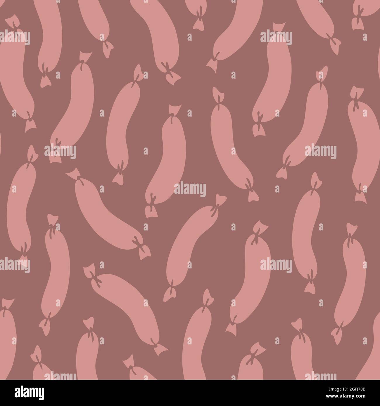 Vector seamless pattern with sausages. Design with silhouettes of sausages. Stock Vector
