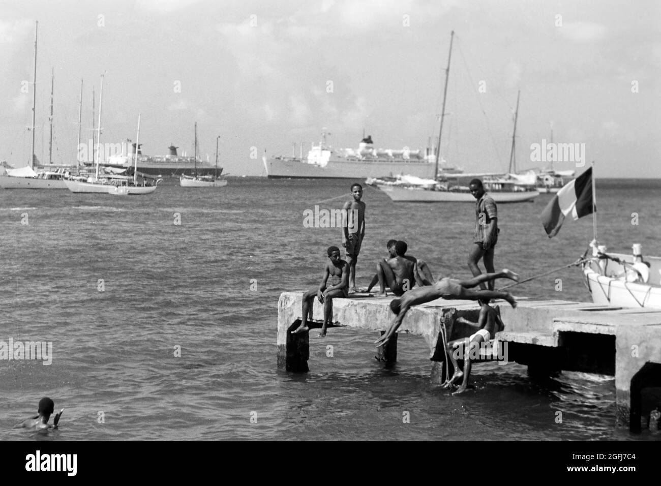 Im Hafenbecken, Haiti, 1967. In the harbour basin, Haiti, 1967. Stock Photo