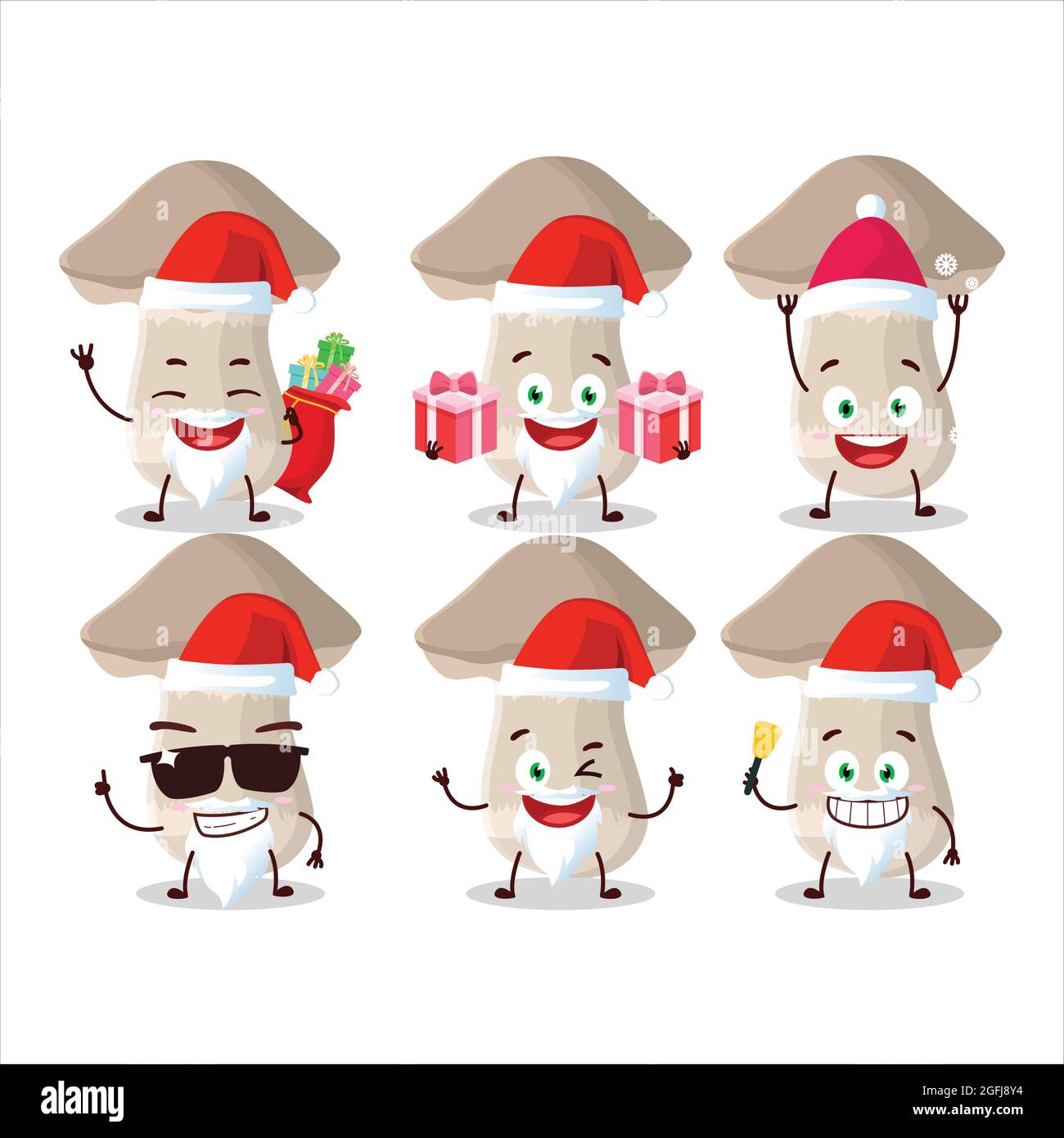 Santa Claus emoticons with toadstool cartoon character. Vector illustration Stock Vector