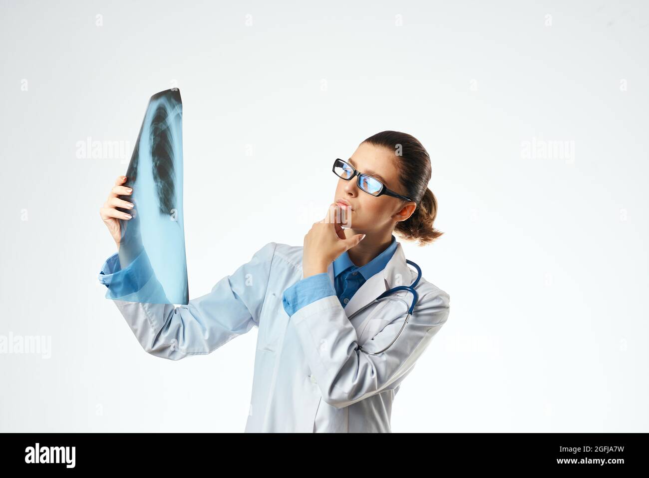 female doctor in white coat medicine xray examination Stock Photo Alamy
