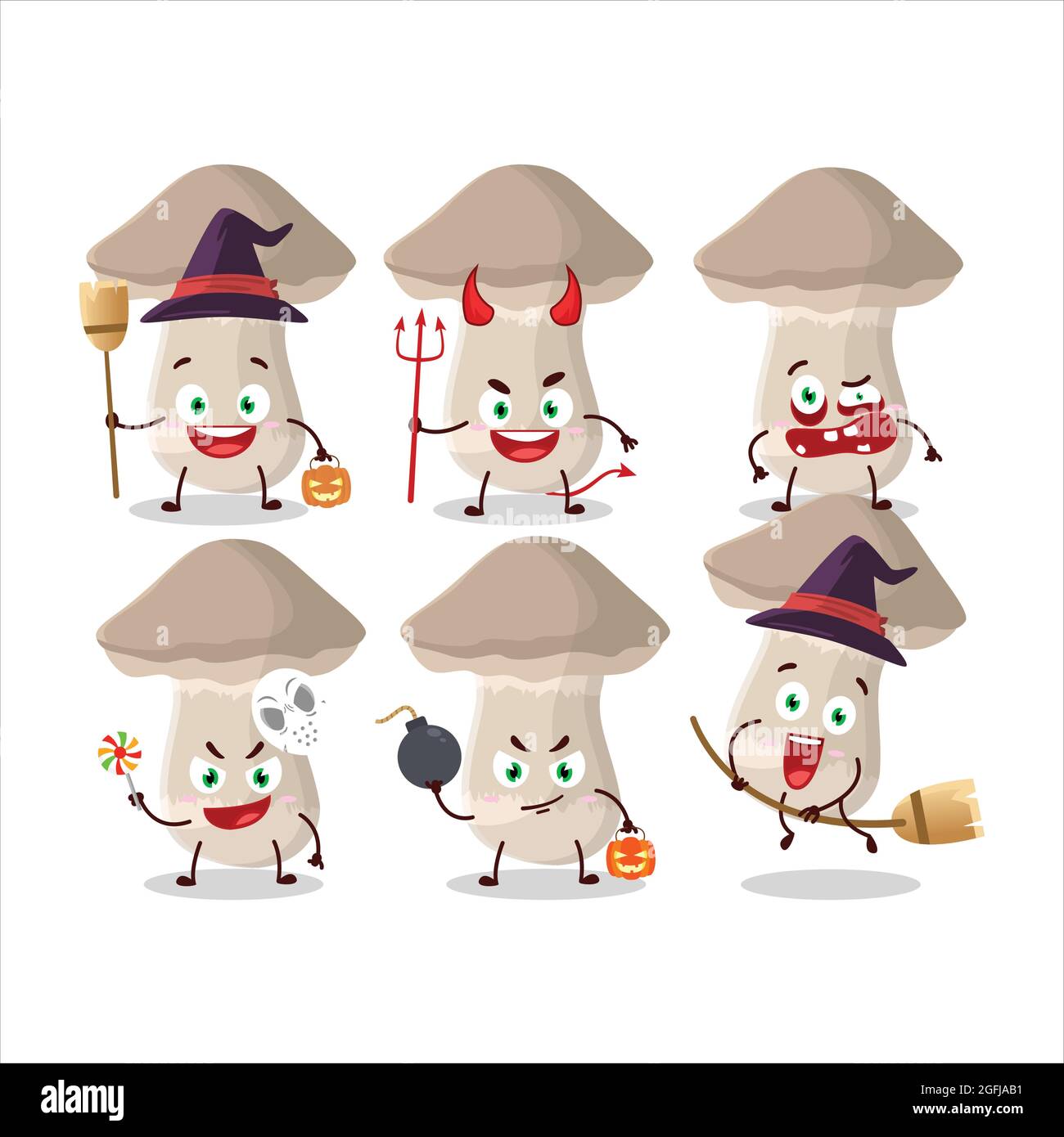 Halloween expression emoticons with cartoon character of toadstool ...