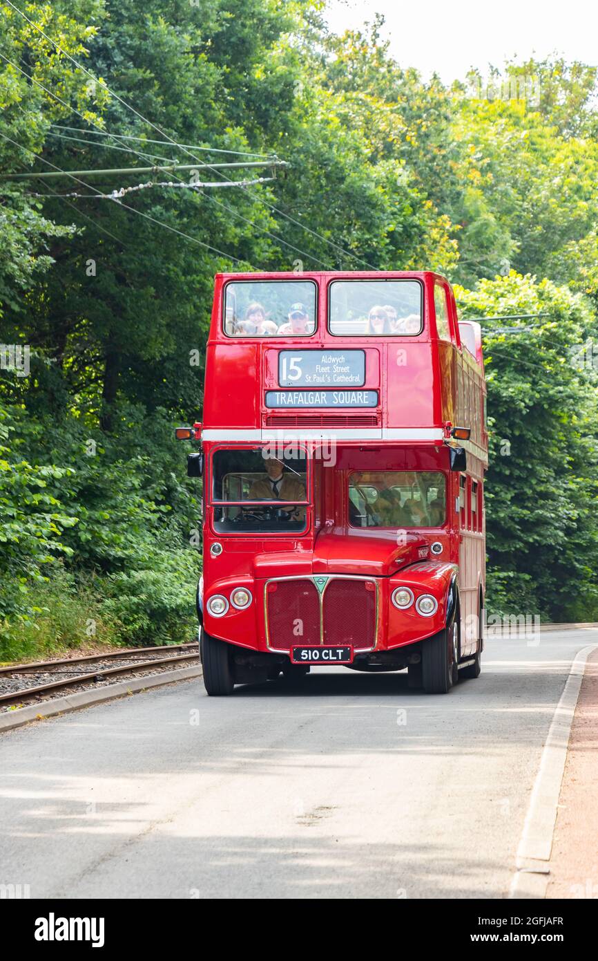 vintage red AEC Routemaster RMC1510 510CLT double decker bus at Beamish ...