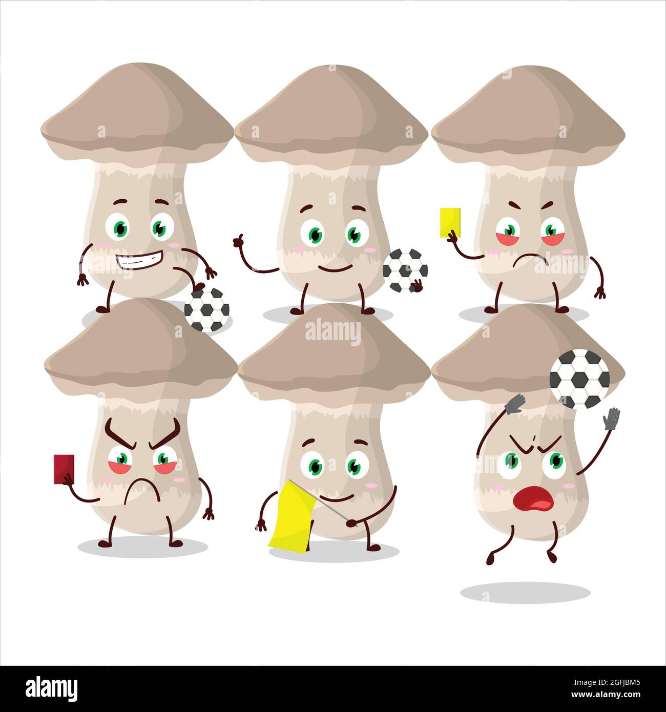 Toadstool cartoon character working as a Football referee. Vector illustration Stock Vector
